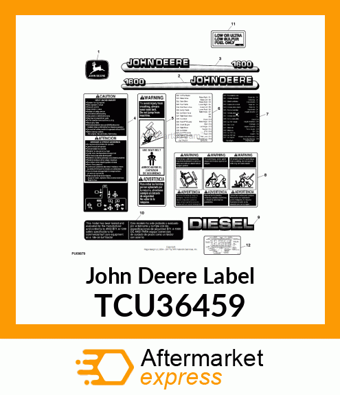 LABEL, FUSE BLOCK WAM (ENG/SPAN) TCU36459