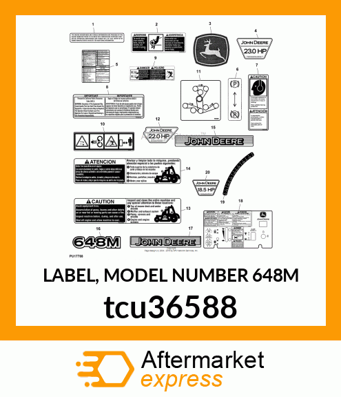 LABEL, MODEL NUMBER 648M tcu36588