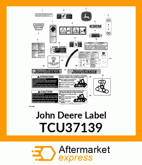 LABEL, DECK BELT ROUTING 36" TCU37139