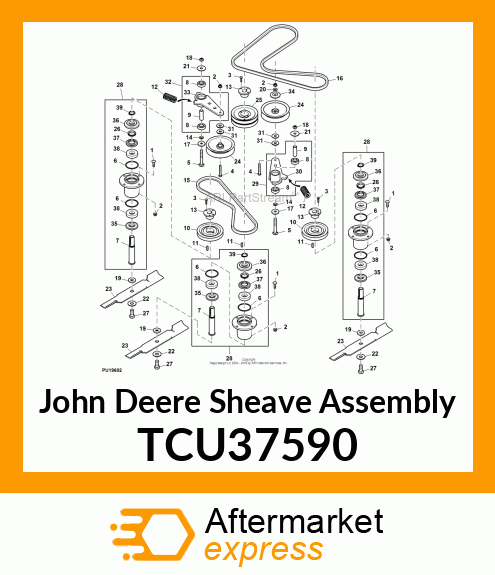 SHEAVE ASSEMBLY, MOWER DECK CENTER TCU37590