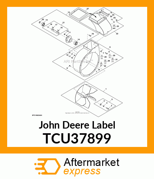 LABEL, SAFETY, STOP ENGINE, NO TEXT TCU37899