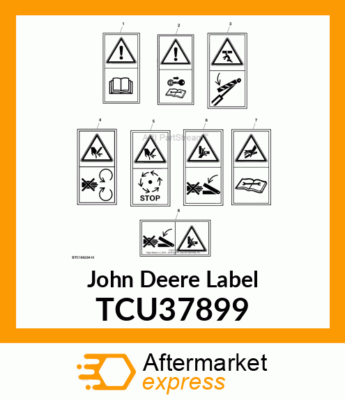 LABEL, SAFETY, STOP ENGINE, NO TEXT TCU37899