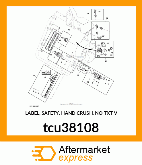 LABEL, SAFETY, HAND CRUSH, NO TXT V tcu38108