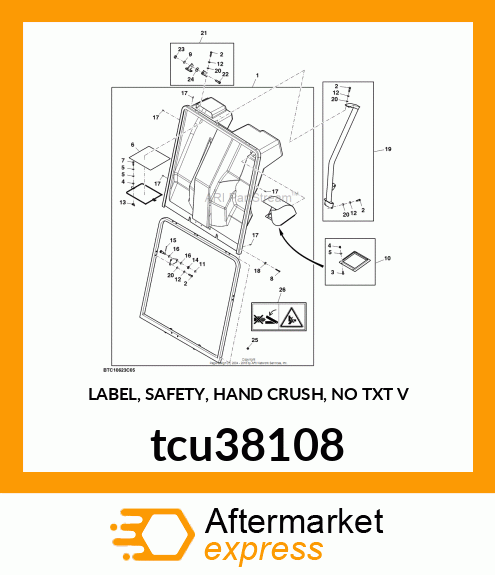 LABEL, SAFETY, HAND CRUSH, NO TXT V tcu38108