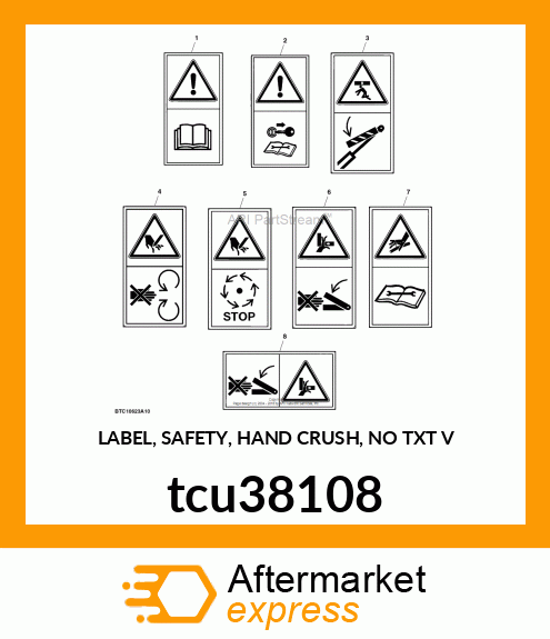 LABEL, SAFETY, HAND CRUSH, NO TXT V tcu38108