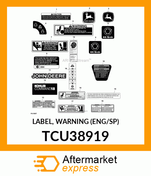 LABEL, WARNING (ENG/SP) TCU38919