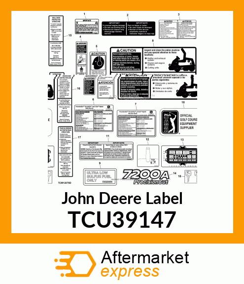 LABEL, WARNING SEAT BELT (ENG/SP) TCU39147