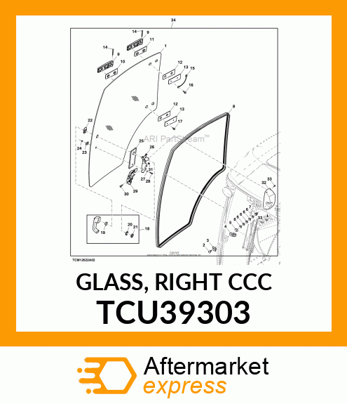 GLASS, RIGHT CCC TCU39303