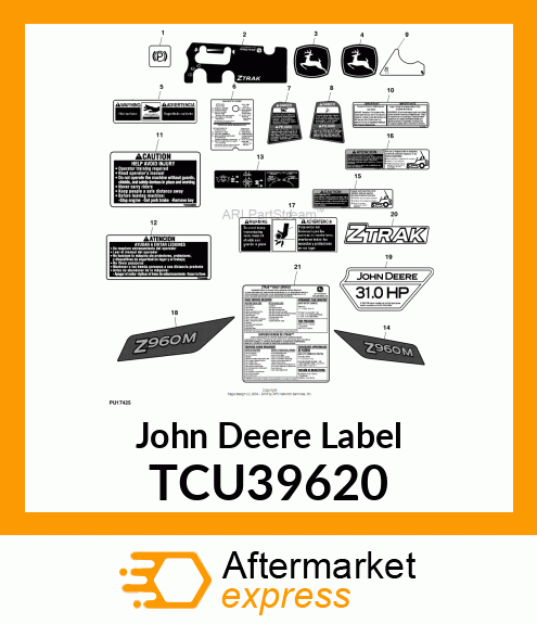 LABEL, MODEL LH (Z960M) TCU39620