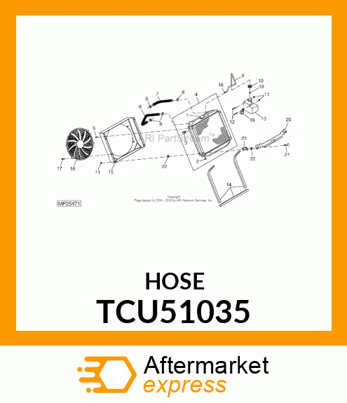 HOSE, RADIATOR OUTLET, F1424/F1435 TCU51035