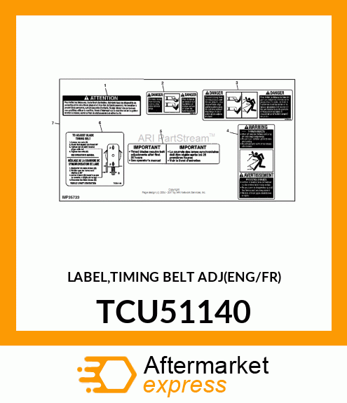 LABEL,TIMING BELT ADJ(ENG/FR) TCU51140