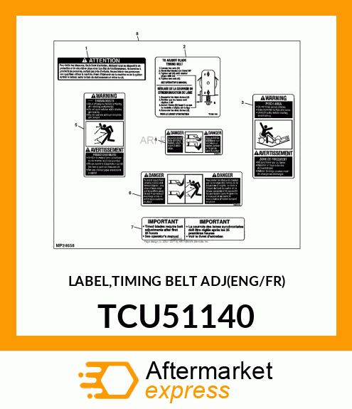 LABEL,TIMING BELT ADJ(ENG/FR) TCU51140