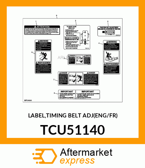 LABEL,TIMING BELT ADJ(ENG/FR) TCU51140