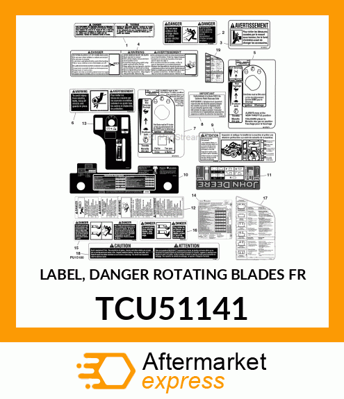 LABEL, DANGER ROTATING BLADES FR TCU51141