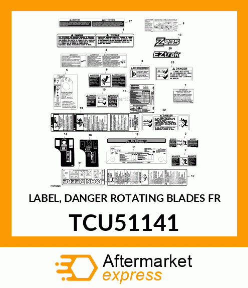 LABEL, DANGER ROTATING BLADES FR TCU51141