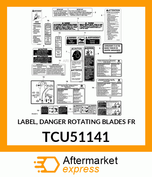 LABEL, DANGER ROTATING BLADES FR TCU51141