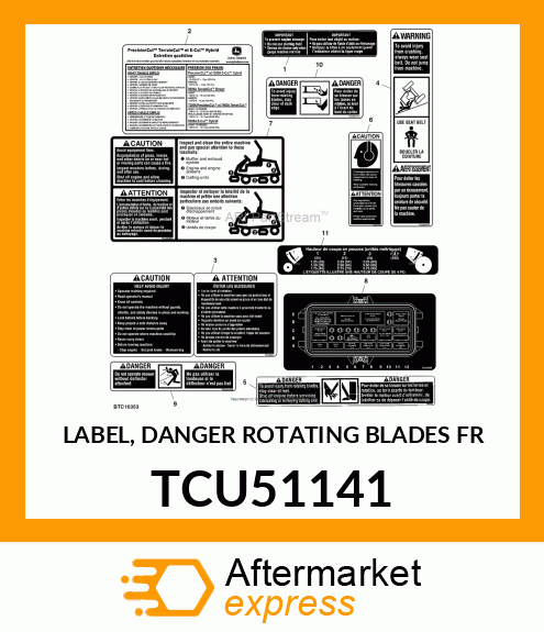 LABEL, DANGER ROTATING BLADES FR TCU51141