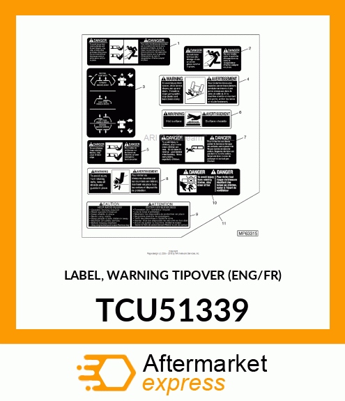 LABEL, WARNING TIPOVER (ENG/FR) TCU51339