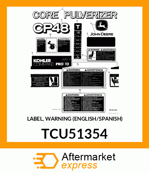 LABEL, WARNING (ENGLISH/SPANISH) TCU51354