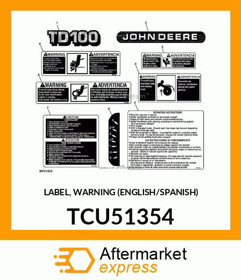 LABEL, WARNING (ENGLISH/SPANISH) TCU51354