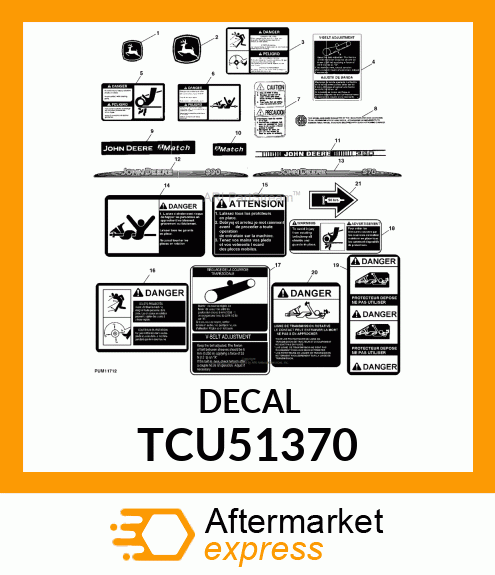 LABEL, WARNING ROTATING BELTS E/F TCU51370