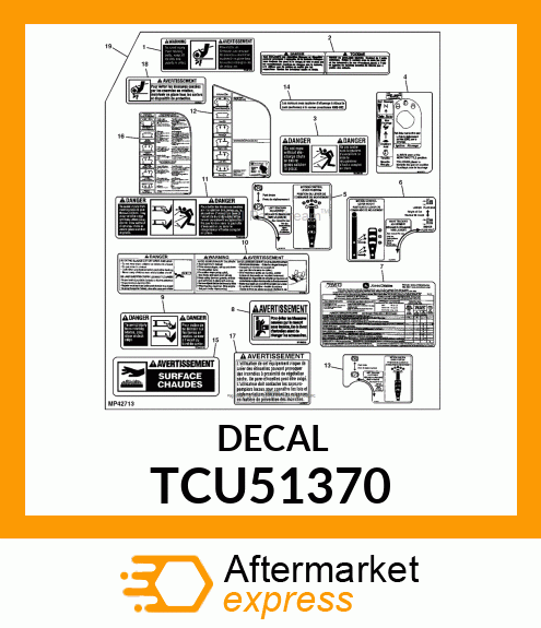 LABEL, WARNING ROTATING BELTS E/F TCU51370