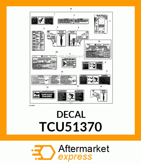 LABEL, WARNING ROTATING BELTS E/F TCU51370