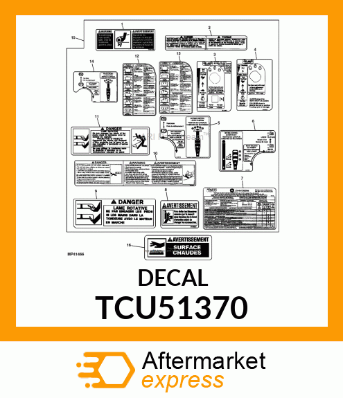 LABEL, WARNING ROTATING BELTS E/F TCU51370