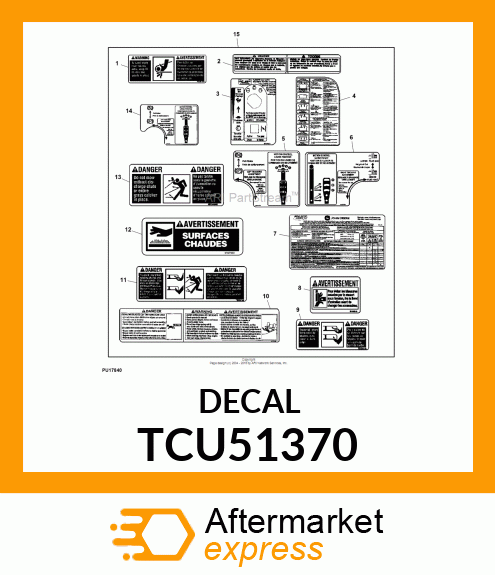 LABEL, WARNING ROTATING BELTS E/F TCU51370