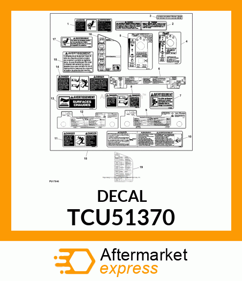 LABEL, WARNING ROTATING BELTS E/F TCU51370