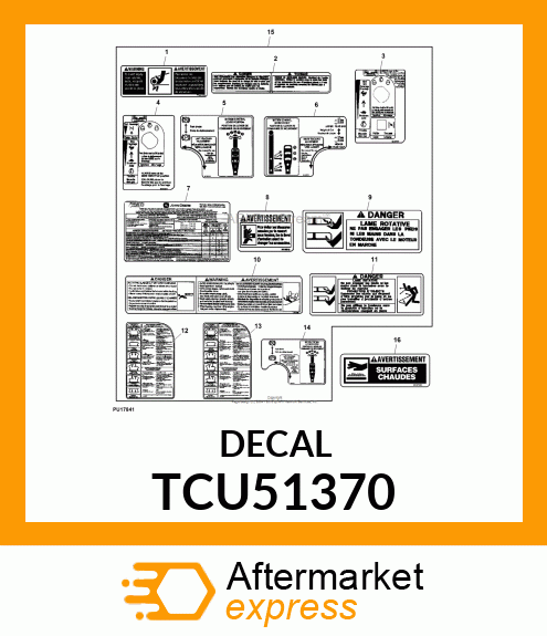 LABEL, WARNING ROTATING BELTS E/F TCU51370