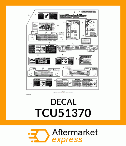 LABEL, WARNING ROTATING BELTS E/F TCU51370