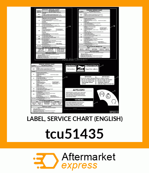 LABEL, SERVICE CHART (ENGLISH) tcu51435