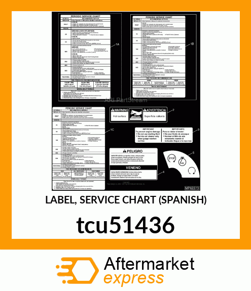 LABEL, SERVICE CHART (SPANISH) tcu51436