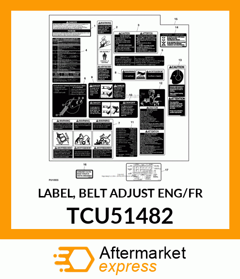 LABEL, BELT ADJUST ENG/FR TCU51482