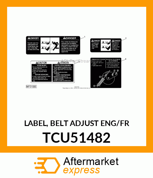 LABEL, BELT ADJUST ENG/FR TCU51482