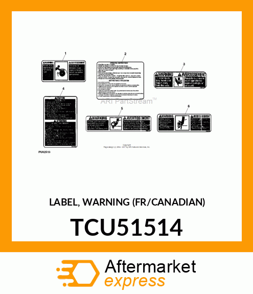 LABEL, WARNING (FR/CANADIAN) TCU51514