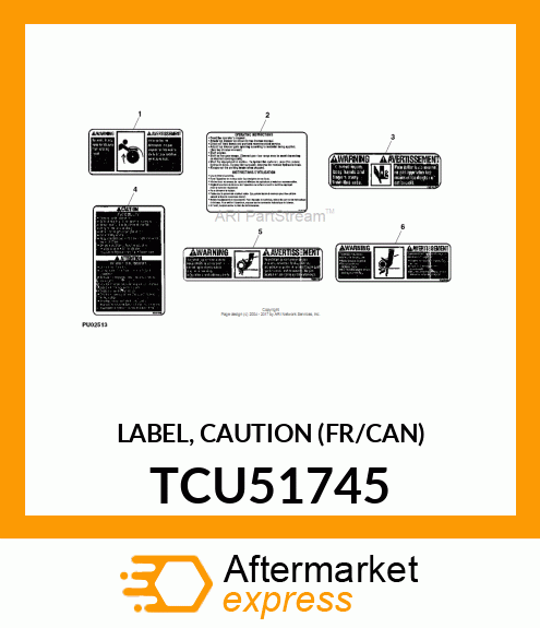 LABEL, CAUTION (FR/CAN) TCU51745