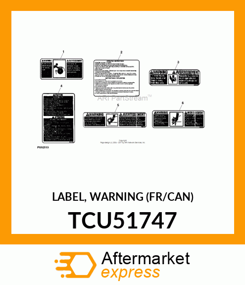 LABEL, WARNING (FR/CAN) TCU51747