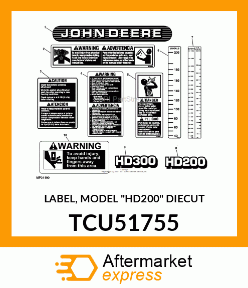 LABEL, MODEL "HD200" DIECUT TCU51755