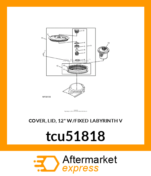 COVER, LID, 12" W/FIXED LABYRINTH V tcu51818