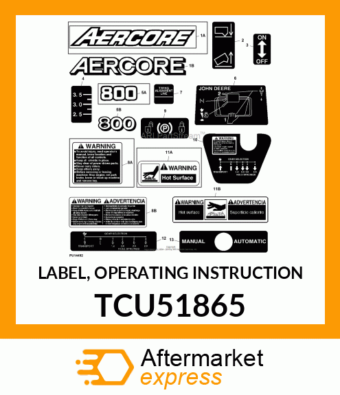 LABEL, OPERATING INSTRUCTION TCU51865