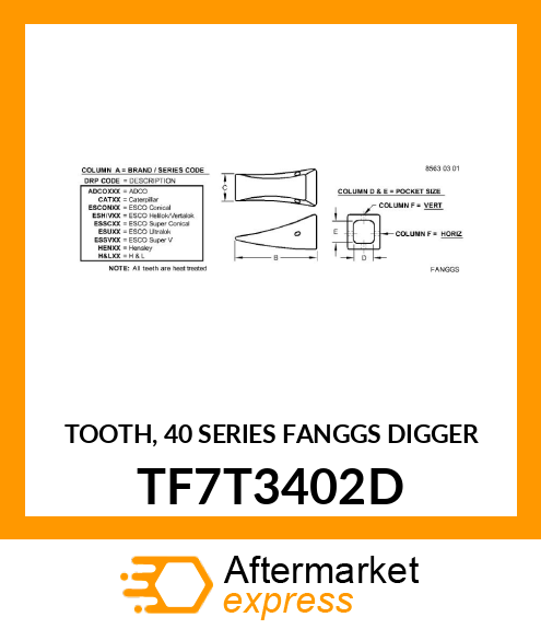 TOOTH, 40 SERIES FANGGS DIGGER TF7T3402D