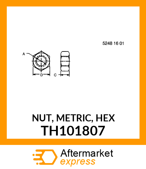 NUT, METRIC, HEX TH101807