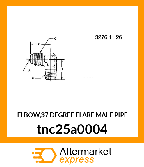 ELBOW,37 DEGREE FLARE MALE PIPE tnc25a0004