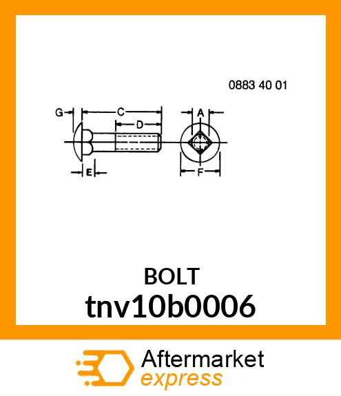 BOLT, RD HD SQ LONG NECK, METRIC tnv10b0006