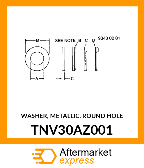 WASHER, METALLIC, ROUND HOLE TNV30AZ001