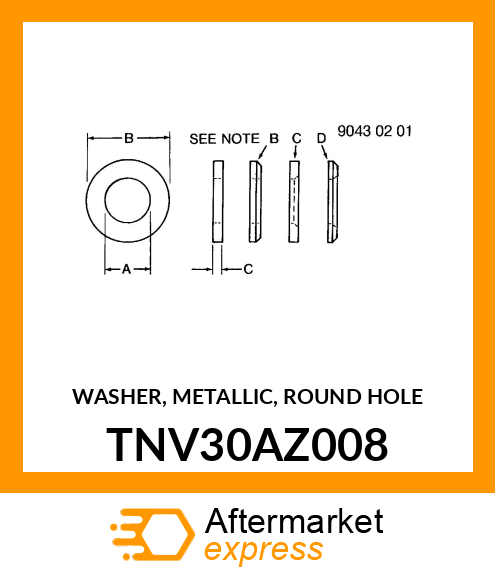 WASHER, METALLIC, ROUND HOLE TNV30AZ008