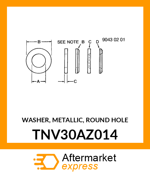 WASHER, METALLIC, ROUND HOLE TNV30AZ014