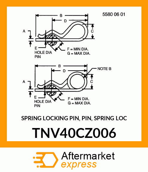 SPRING LOCKING PIN, PIN, SPRING LOC TNV40CZ006